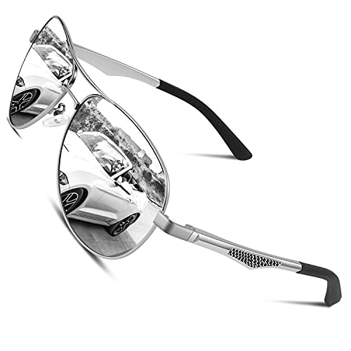 CGID GA61 Premium Al-Mg Alloy Pilot Polarized Sunglasses UV400, Full Mirrored Spring Hinges Sun Glasses for Men Women Mens Shades - Image 1