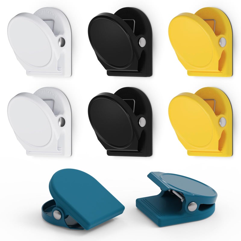 SMART&COOL 8 Pack 1.16 Inches Anti-Scratch Magnetic Clips with Silicone-Coated Base, Fridge Magnets, Office Supplies, Multicolored - Image 1