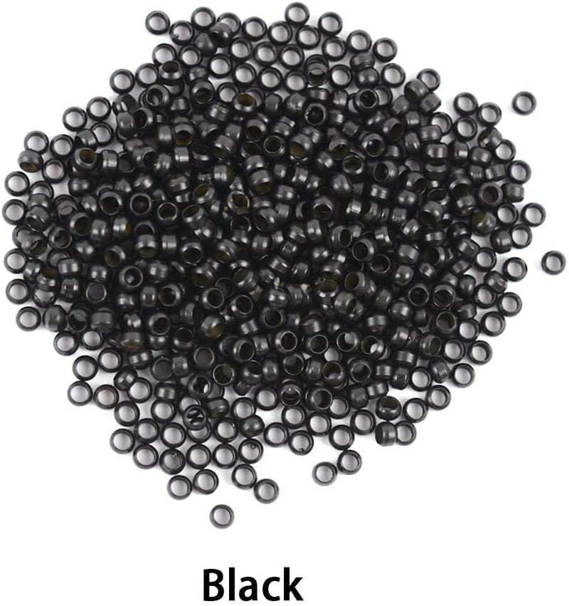 blushia BLUSHIA 500 PCS Nano Rings Beads For Remy Hair Extensions Black Silicone Lined Copper Micro Beads Imported Pre Bonded Nano Tip Hair Extension - Image 2