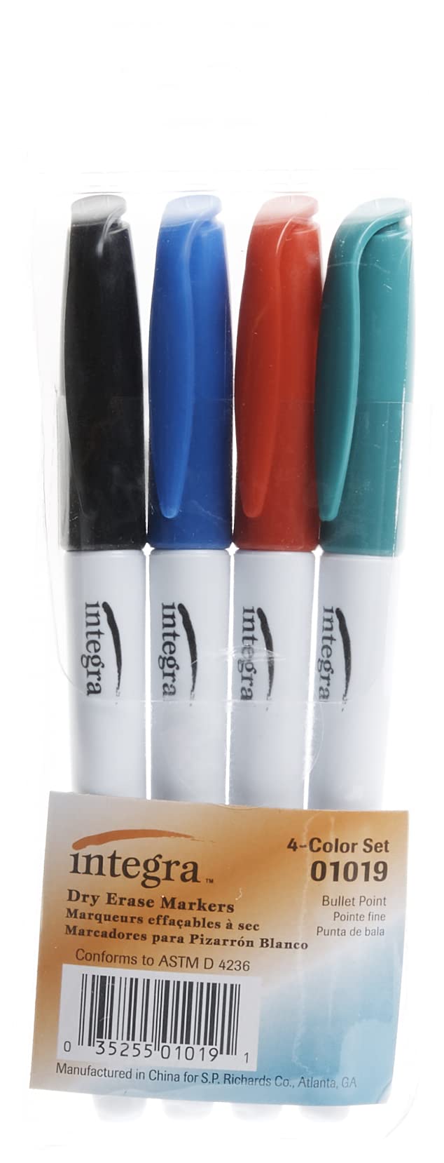 Integra Dry Erase Marker, Bullet Tip, 4/Pack, Multi-Color (ITA01019) - Image 3
