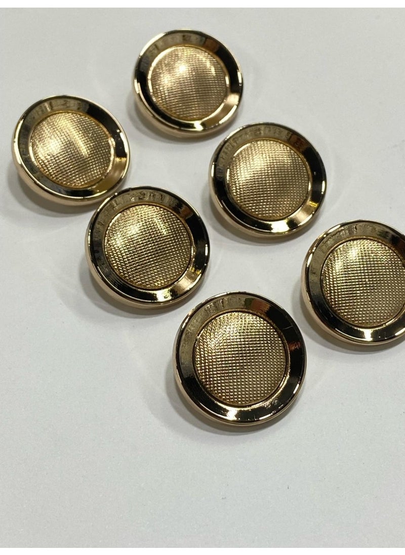 Karan Tuhafiye Karan Haberdashery Metal Button/coat Length/6 Piece Set/2.5 CM/JX001/GOLD  - Image 1