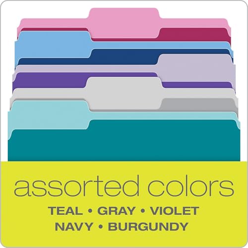 TOPS Pendaflex Two Tone Color File Folders, Letter Size, Assorted Colors (Teal, Violet, Gray, Navy and Burgundy), 1/3-Cut Tabs, 5 Color, 100/Box, (02315) - Image 4