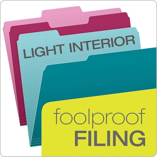 TOPS Pendaflex Two Tone Color File Folders, Letter Size, Assorted Colors (Teal, Violet, Gray, Navy and Burgundy), 1/3-Cut Tabs, 5 Color, 100/Box, (02315) - Image 3