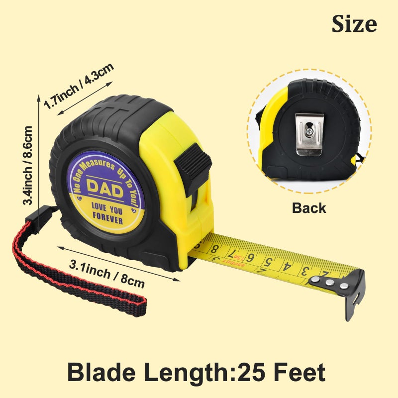 Casleevf Fathers Day Dad Gifts for Dad - Tape Measure 25 ft Gifts for Husband Birthday from Daughter Son Kids Wife Christmas Stocking Stuffers for Dad Engraved Retractable Digital Measurement Tape - Image 2