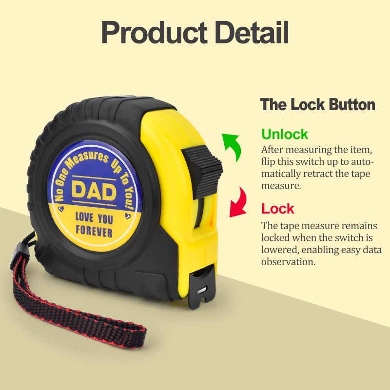 Casleevf Fathers Day Dad Gifts for Dad - Tape Measure 25 ft Gifts for Husband Birthday from Daughter Son Kids Wife Christmas Stocking Stuffers for Dad Engraved Retractable Digital Measurement Tape - Image 4