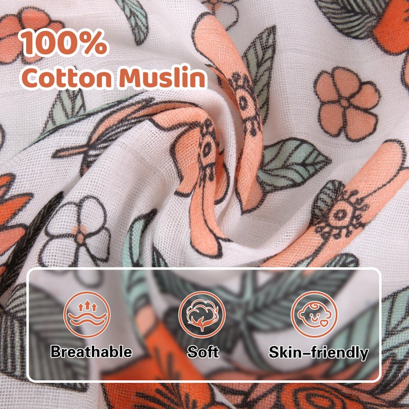 Rquite Car Seat Cover, Muslin Cotton Infant Car Seat Canopy, Breathable Baby Carrier Cover, Summer Stroller Sun Shade, Flower - Image 2