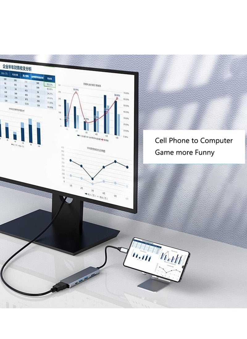 ELTRAZONE USB C Hub 6-in-1 Adapter, Multiport Docking Station with USB 3.0, USB 2.0, SD/TF Card Readers, USB-C Ports, Compatible with MacBook Pro, Laptops, Smartphones – Space Grey - Image 4
