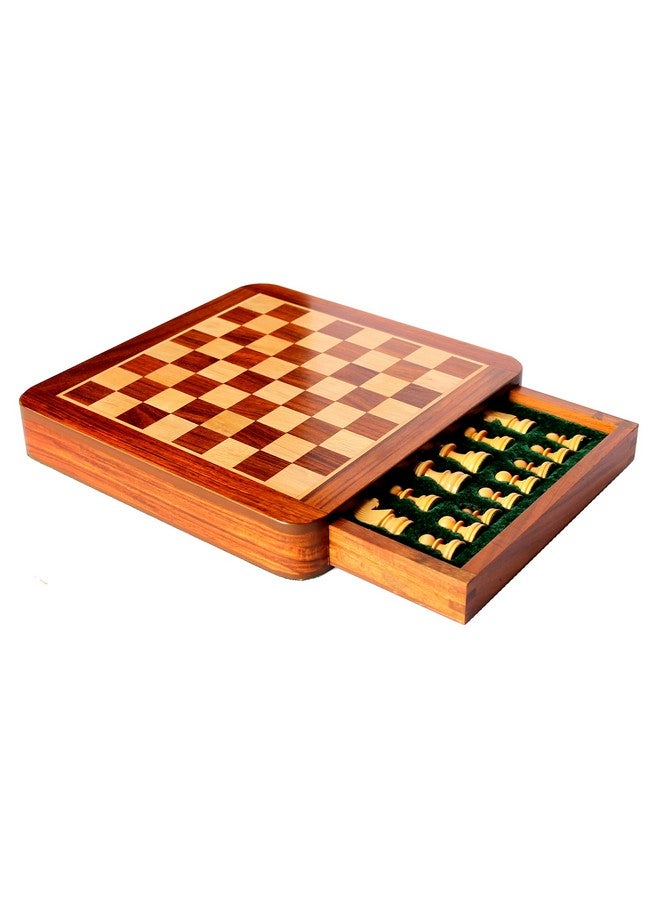 ستونكرافت مجموعة ألواح شطرنج خشبية فاخرة قابلة للطي والتجميع من ستونكرافت مع قطع مغناطيسية مصنوعة يدويًا (درج غير قابل للطي 12 بوصة × 12 بوصة) - Image 3