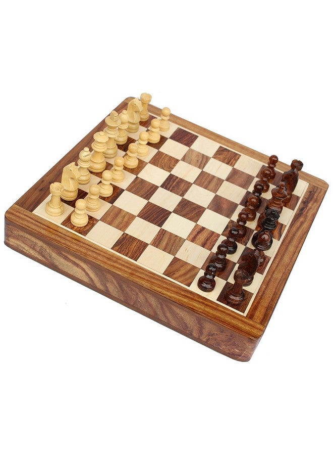 ستونكرافت مجموعة ألواح شطرنج خشبية فاخرة قابلة للطي والتجميع من ستونكرافت مع قطع مغناطيسية مصنوعة يدويًا (درج غير قابل للطي 12 بوصة × 12 بوصة) - Image 4