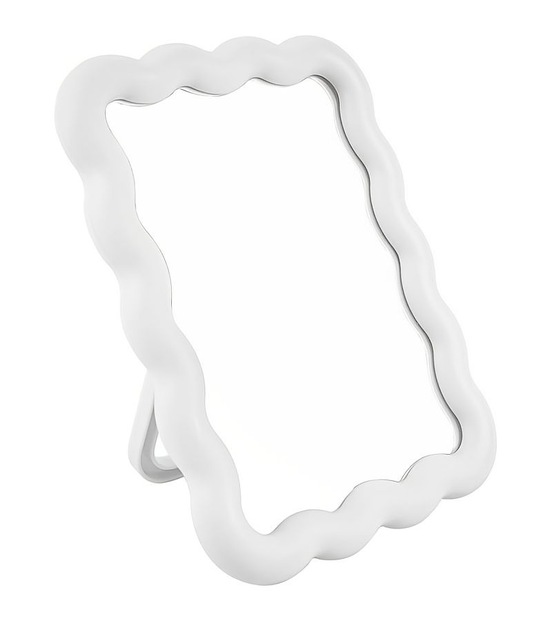 White Wave Shape Tabletop Mirror Plastic Candy Color for Makeup - Image 3