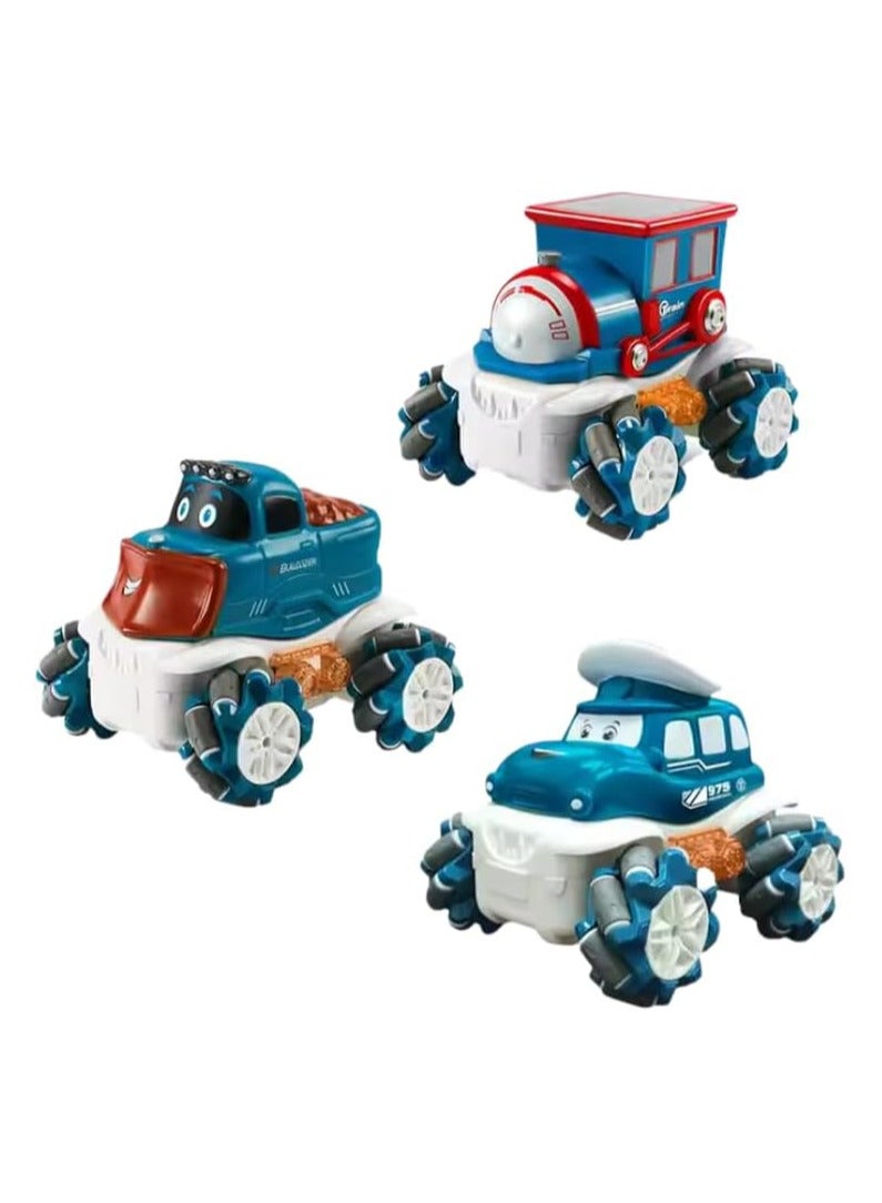 STEM 1:36 2.6G Anti-frequency Nine Pass Light Vinyl Cartoon Side-shift Stunt Car  (Dark blue police car) - Image 1