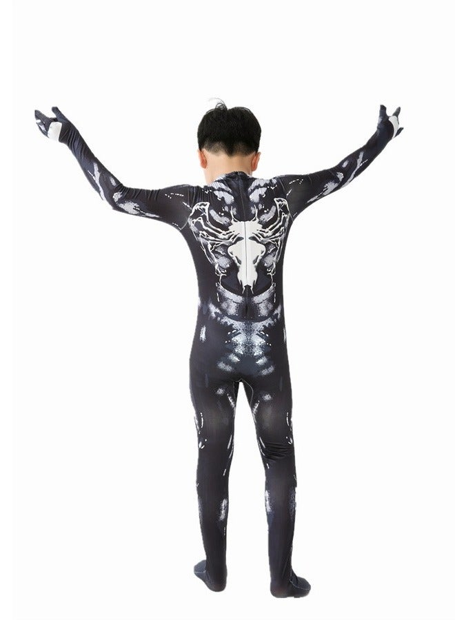 Aethvive Spider Man Bodysuit Jumpsuit for Children Cosplay，Black/White Cosplay Costume Superhero One Piece Costume Role Play with Mask - Image 3