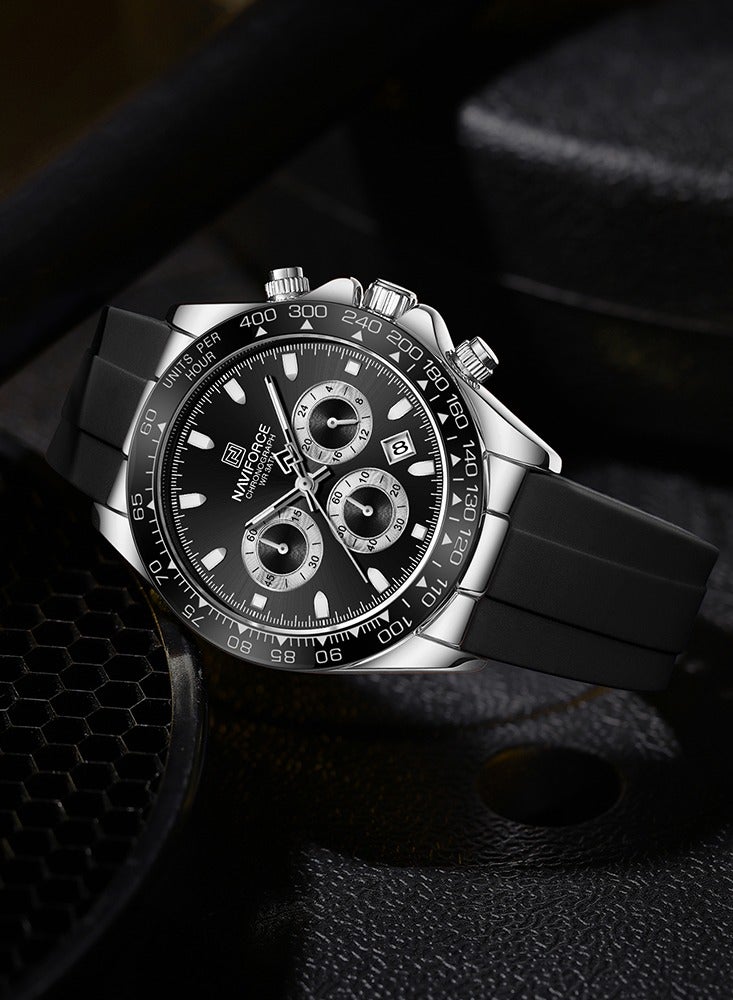 نافيفورس ساعة NAVIFORCE NF8054 للرجال فاخرة من الكوارتز، مصنوعة من السيليكون، رياضية، متعددة الوظائف، مقاومة للماء، مضيئة، مع مؤقت، والتاريخ - Image 2