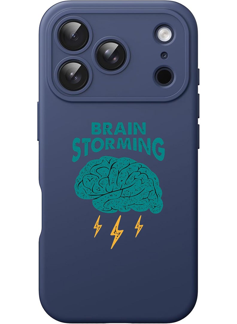 Theodor Protective Slim Fit Case Liquid Silicone Cover with Full Body Protection Anti-Scratch Shockproof Case For Apple iPhone 17 Pro Max (Blue) Brain Stroming - Image 1