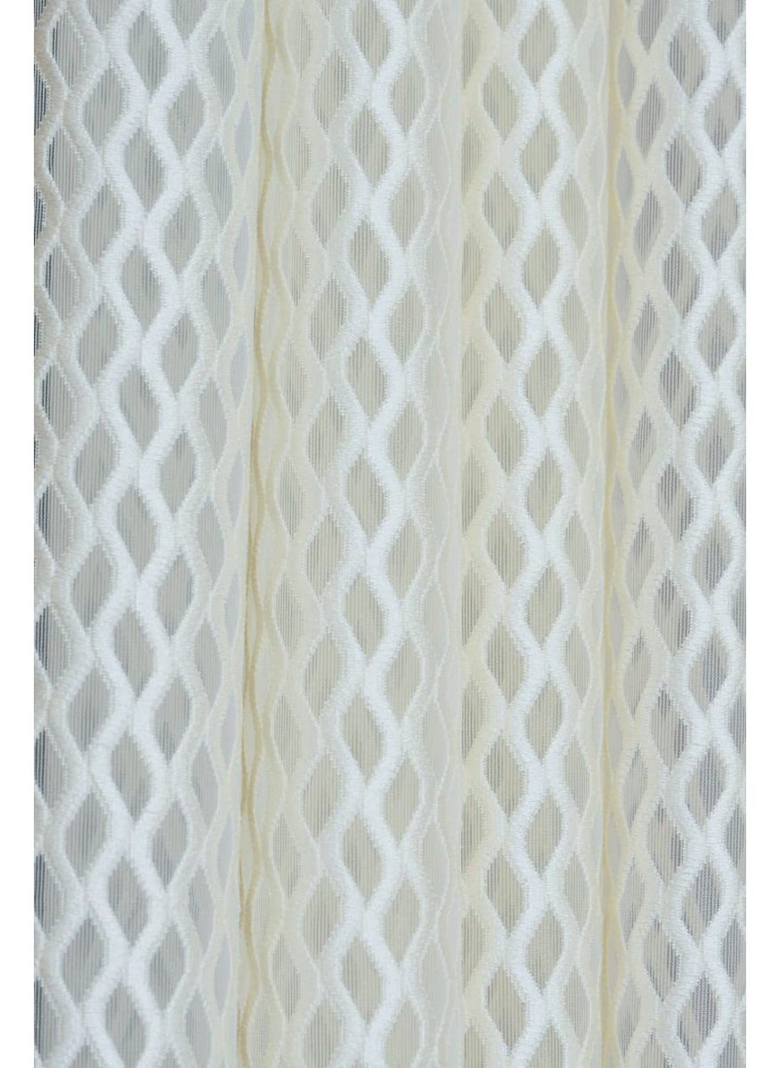 Honger Honger Polyester Beautiful Embroidery Plain Sheer Net Curtains Pack of 2 Pecs for White Net 7 Feet Door Curtains  - Image 2
