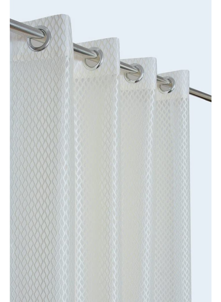 Honger Honger Polyester Beautiful Embroidery Plain Sheer Net Curtains Pack of 2 Pecs for White Net 7 Feet Door Curtains  - Image 1