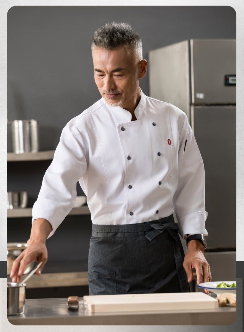 PINKSAMA Chef Uniform Suitable For Hotel Western Restaurant Apron Suit Long Sleeves - Image 2