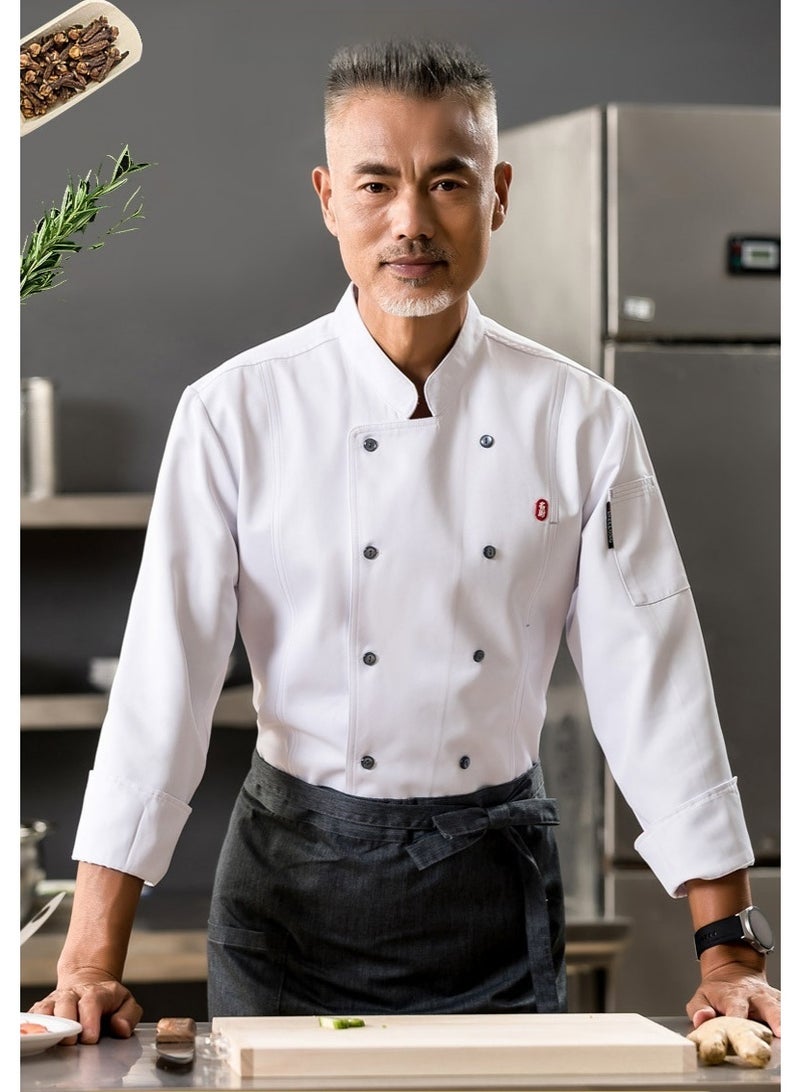 PINKSAMA Chef Uniform Suitable For Hotel Western Restaurant Apron Suit Long Sleeves - Image 3