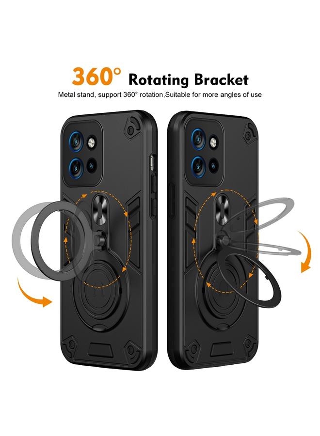S-TOP Case For Motorola Edge 50 Neo Metal Ring 360 Degree Rotating Holder PC Hybrid TPU Phone Case - Image 2