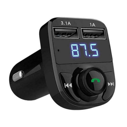 Car Bluetooth- CAR X8 FM Transmitter Car Kit for Hands Free Call Receiver/Stereo Music Player/TF Card/Aux Mobile Connector and USB Mobile Charger for All Smartphones - (Black) - Image 1