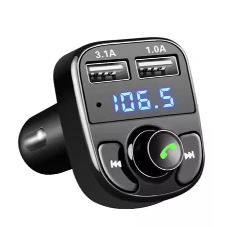 Car Bluetooth- CAR X8 FM Transmitter Car Kit for Hands Free Call Receiver/Stereo Music Player/TF Card/Aux Mobile Connector and USB Mobile Charger for All Smartphones - (Black) - Image 5