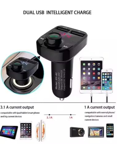 Car Bluetooth- CAR X8 FM Transmitter Car Kit for Hands Free Call Receiver/Stereo Music Player/TF Card/Aux Mobile Connector and USB Mobile Charger for All Smartphones - (Black) - Image 3