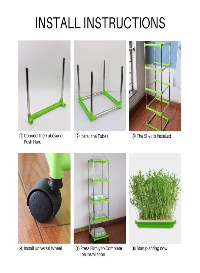 MUDUOBAN 5 Layers Seed Sprouter Tray with Stainless Steel Shelf Soil-Free Healthy Wheatgrass Seeds Grower and Storage Trays for Garden Home Kitchen Office(5 Pack Seed Sprouter Trays with 5 Layers Shelf) - Image 5