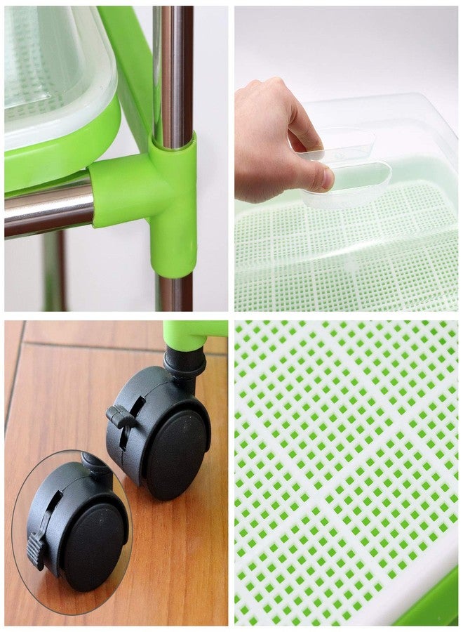 MUDUOBAN 5 Layers Seed Sprouter Tray with Stainless Steel Shelf Soil-Free Healthy Wheatgrass Seeds Grower and Storage Trays for Garden Home Kitchen Office(5 Pack Seed Sprouter Trays with 5 Layers Shelf) - Image 4