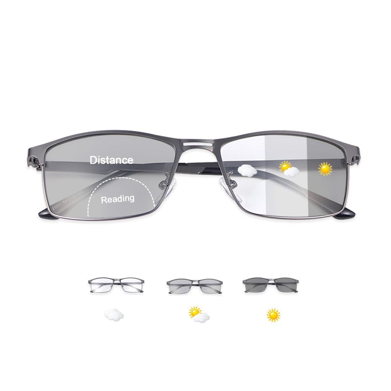 YIMI Photochromic Bifocal Reading Glasses UV Outdoor Sunglasses Computer Anti Blue Light Transition Eyeglasses for Men Women(Black, 2.50, multiplier_x) - Image 1