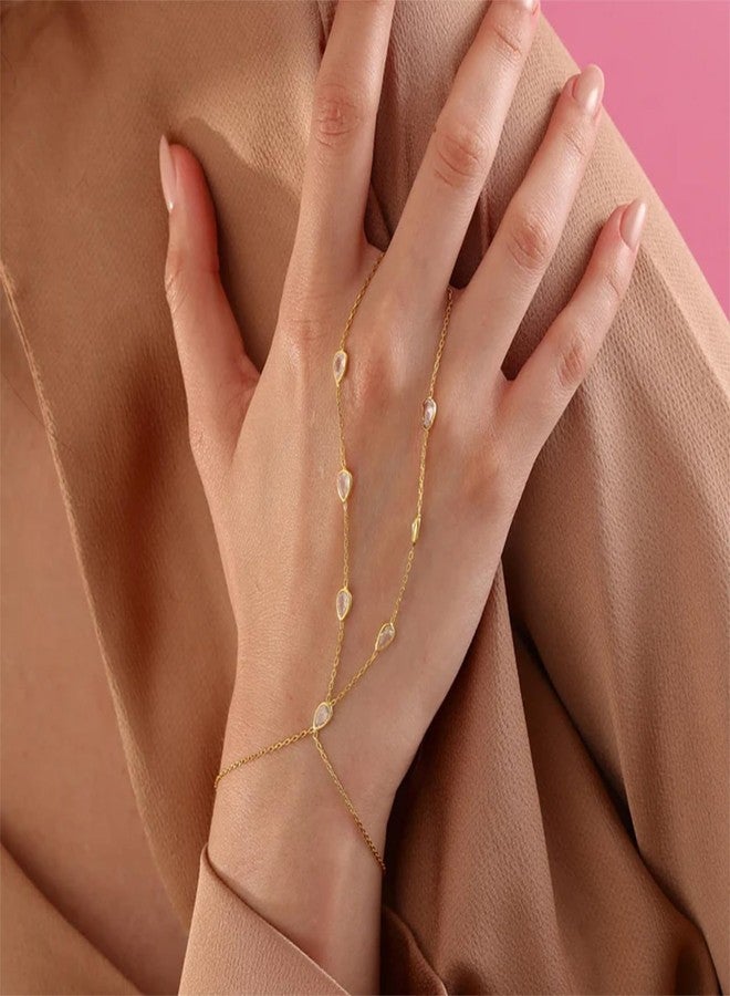 Frodete Hand Chain Bracelet for Women Dainty Gold Bracelets Ring Bracelet Hand Chain Hand Jewelry Gifts for Women Trendy - Image 3