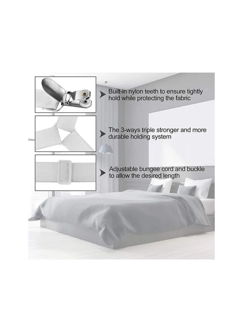 1-Piece 6 Adjustable Heads Elastic Fitted Sheet Straps,Crisscross Bed Sheet Fasteners Suspenders,Fit Round and Square Mattresses - Image 4