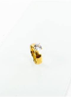 Stainless Steel Ring gold with crystal stone size 10