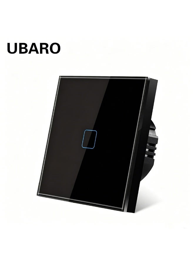 UBARO 1 Gang Touch Wall Switch，86 Type Tempered Glass Touch Light Switch, Single Fire Wire Single Control Square Touch Sensor Wall Switch - Image 1
