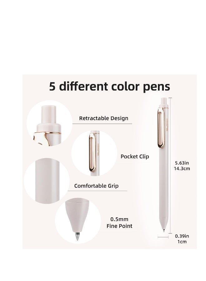 Generic Gel Pens, 5 Pcs 0.5mm Retractable Quick Dry Black Ink Fine Point Rolling Ball Gel Pen, High-End Series Pens for Journaling Note Taking, Smooth Writing, Home School Office Supplies  - Image 2
