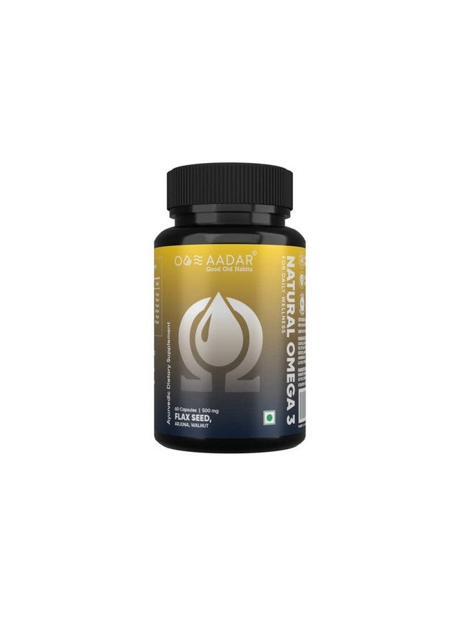 Aadar Natural Omega 3 6 9 | 100% Vegan Herbal Omega 3 Capsules without Fish Oil | 60 Capsules - Pack of 1 | Ayurvedic Supplements for Men and Women | Flaxseed, Arjuna, Walnuts - Image 1