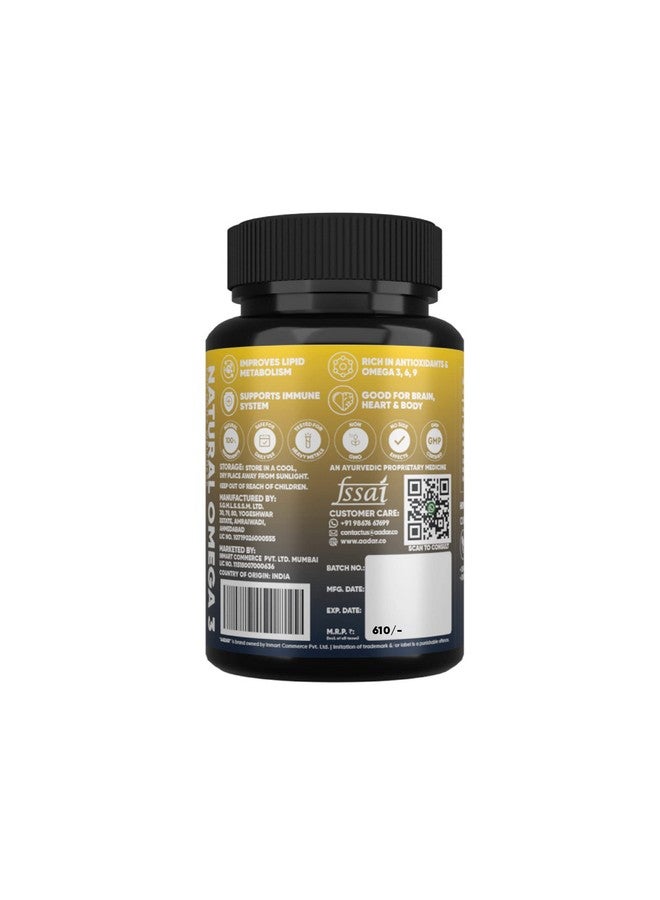 Aadar Natural Omega 3 6 9 | 100% Vegan Herbal Omega 3 Capsules without Fish Oil | 60 Capsules - Pack of 1 | Ayurvedic Supplements for Men and Women | Flaxseed, Arjuna, Walnuts - Image 4