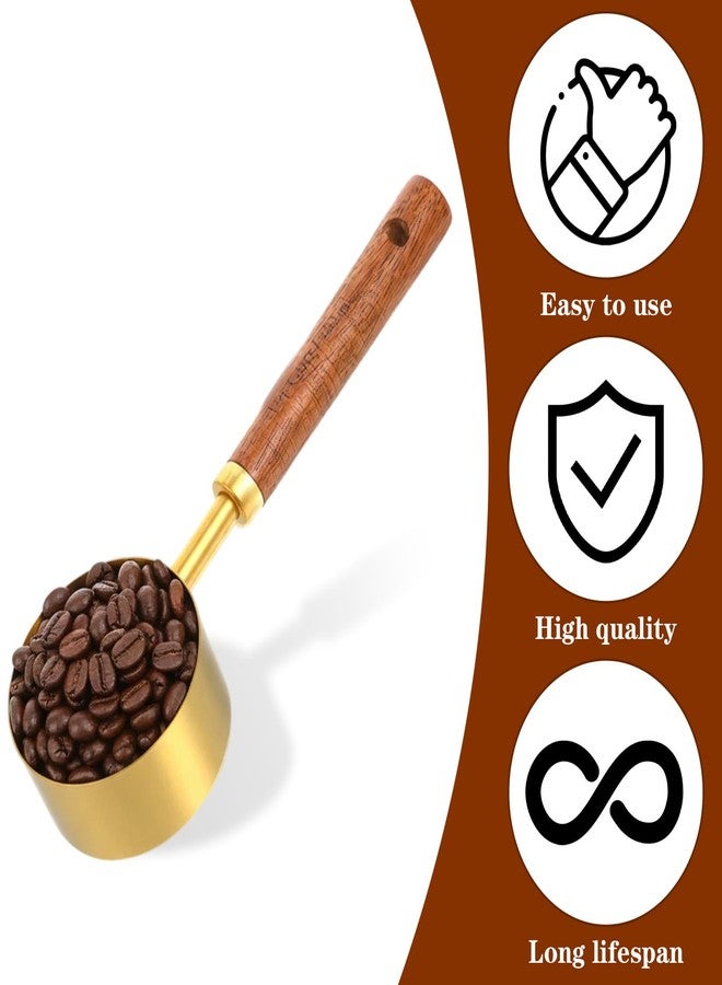 Classicseali 2pcs 1/4 Measuring Cup,Gold 1/4 Cup Measuring Scoop,Quarter Cups Measurings Cups with Wooden Handle, for Baking Cooking Wet and Dry Ingredients, 15ml/60ml - Image 3