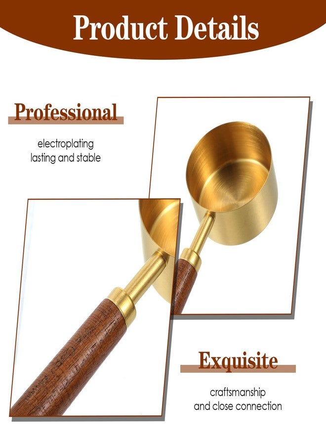 Classicseali 2pcs 1/4 Measuring Cup,Gold 1/4 Cup Measuring Scoop,Quarter Cups Measurings Cups with Wooden Handle, for Baking Cooking Wet and Dry Ingredients, 15ml/60ml - Image 4