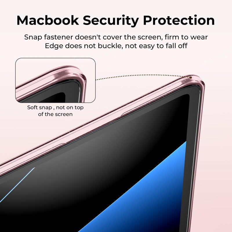 EooCoo Case Compatible with MacBook Air 13 inch M5 2026-2022 Release M4 M3 M2 A3449 A3240 A3113 A2681, Glitter Hard Shell&Keyboard Skin Cover&Screen Protector for Mac Air 13.6 inch, Sparkly Baby Pink - Image 4