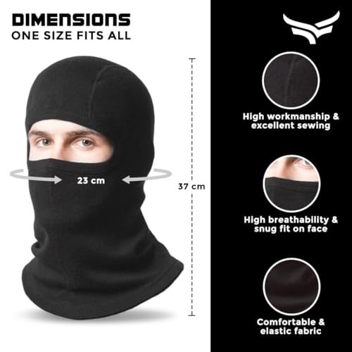 XTRIM Face Mask for Men and Women, Balaclava for Bike Riding, UV-Protected Full Face Mask, Breathable Helmet Liner, Sweat Absorbing, Odour-Free, 4-Way Stretch, Sun & Dust Protection (Black, Bamboo) - Image 3