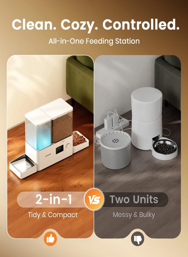 oneisall Automatic Cat Feeder and Water Dispenser, Cat Food Dispenser 36Cups/8.5L, 2-in-1 Large Capacity 5L Cat Feeder and 3.5L Gravity Water Dispenser for Pets, Timed Cat Feeder for Dry Food - Image 5