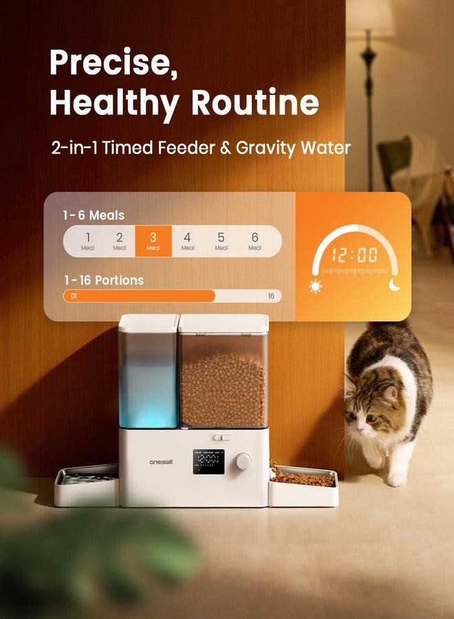oneisall Automatic Cat Feeder and Water Dispenser, Cat Food Dispenser 36Cups/8.5L, 2-in-1 Large Capacity 5L Cat Feeder and 3.5L Gravity Water Dispenser for Pets, Timed Cat Feeder for Dry Food - Image 2