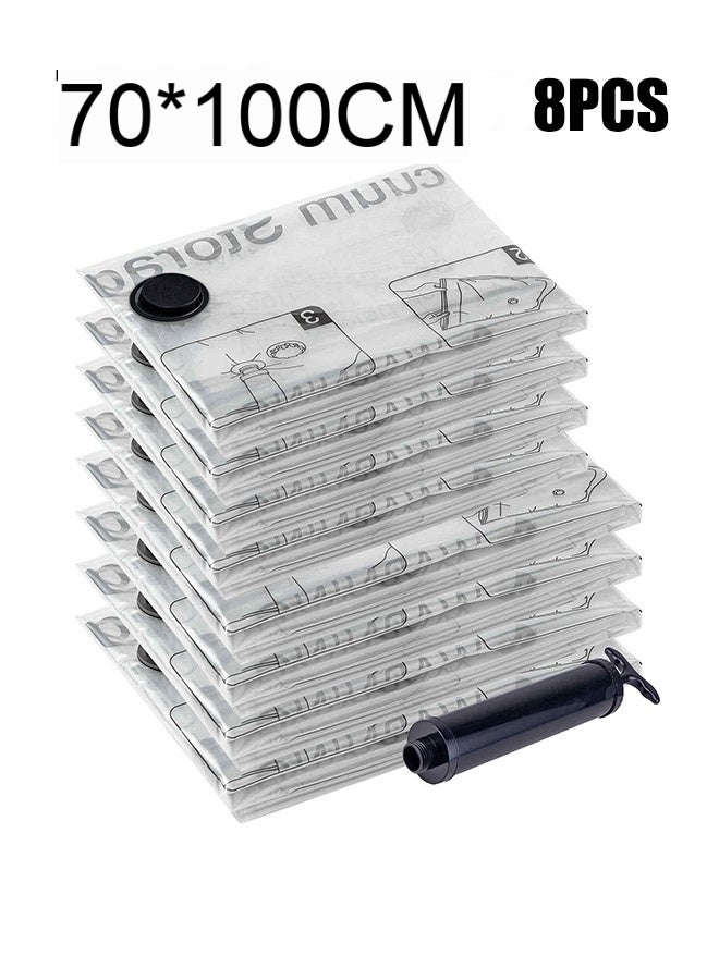 EFUMKE 8 vacuum storage bags (70*100cm), space-saving, equipped with a travel hand pump, compression seal bag, suitable for clothes, bedding, pillows, quilts, blankets - Image 1