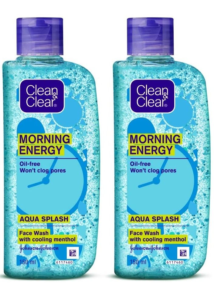 Clean & Clear Morning Energy Aqua Splash Blue Face Wash 150 ml Pack of 2 - Image 1