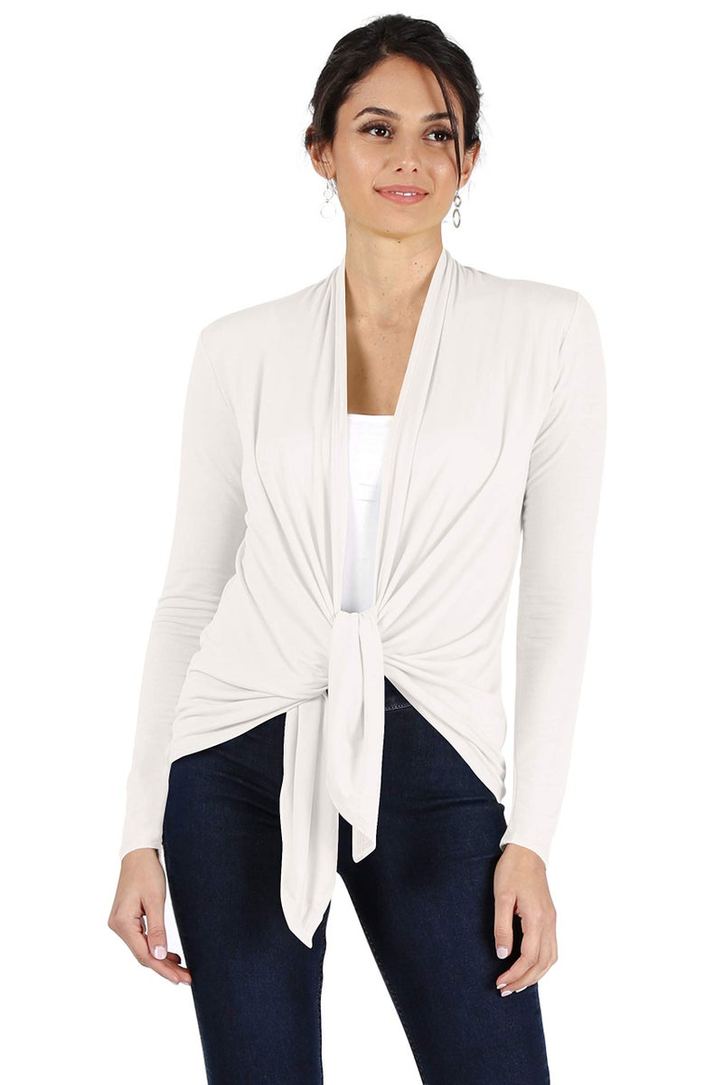 Simlu Ivory Womens Open Front Cardigan Sweater ,Ivory ,Medium - Image 2