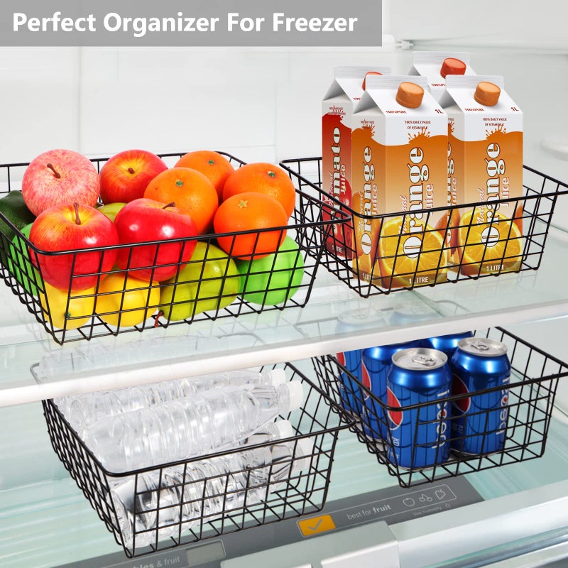 Beimu Wire Baskets for Organizing Household 4 Pack Pantry Baskets For Storage Pantry Wire Black Metal Storage Bins - Image 4