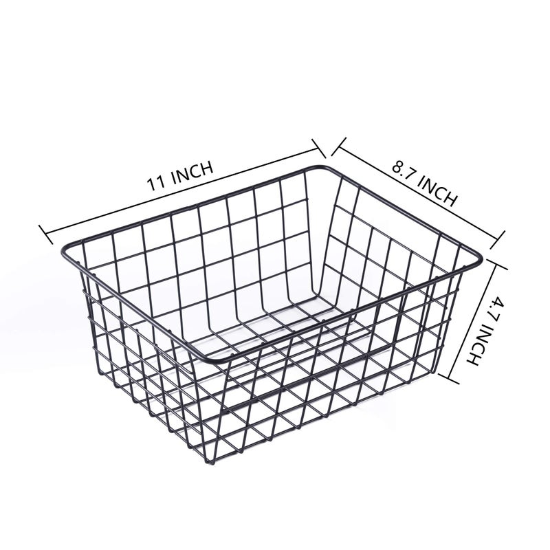 Beimu Wire Baskets for Organizing Household 4 Pack Pantry Baskets For Storage Pantry Wire Black Metal Storage Bins - Image 2