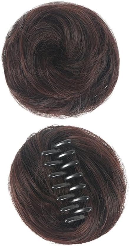 Labriciyon 1Pc Dark Brown Claw Clip Messy Bun Hair Piece Clipon Hair Bun Extensions Wig Accessory Updo Hairpieces for Women Girls Fluffy Natural Tousled Updo Hair Extensions Scrunchie