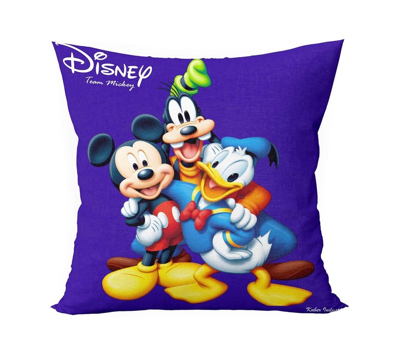 Kuber Industries Kuber Industries Disney Team Minnie Mickey Print Silk Special Long Crush Cushion Covers (16"x16") Set of 3, Royal Blue & Red & Black-KUBMART0131 - Image 2