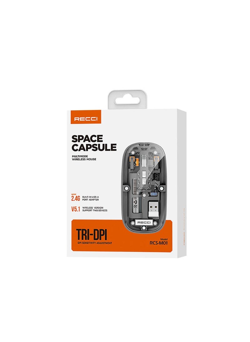 ريتشي - ماوس Recci RCS-M01 Space Capsule Series متعدد الأوضاع بتصميم لاسلكي شفاف - Image 1
